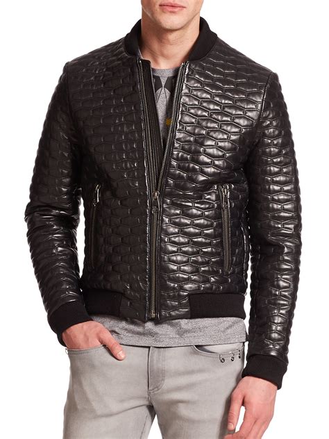 versace leather jacket for man|Versace jacket price.